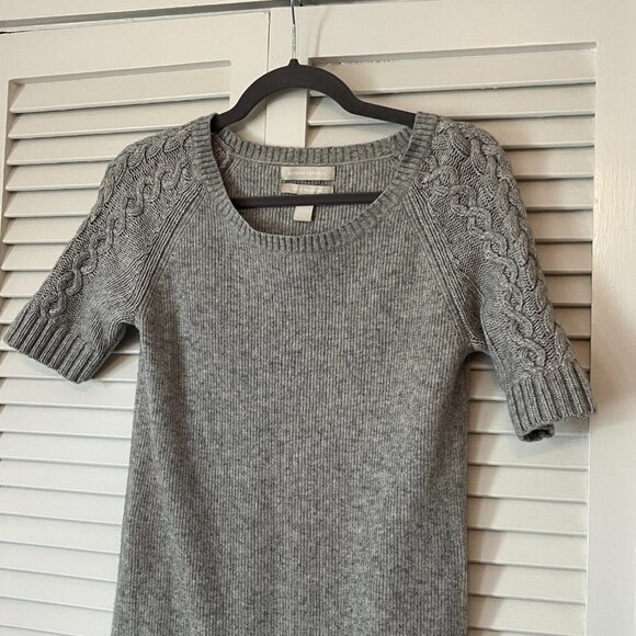 Banana Republic sweater dress short-sleeve grey small cable-knit wool cashmere - Picture 3 of 6